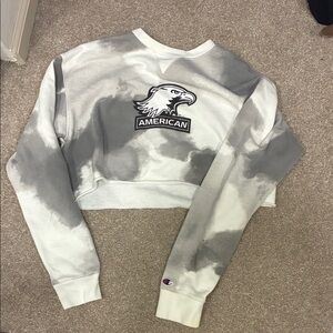 Eagle Gray Tie-Dye Cropped Sweatshirt